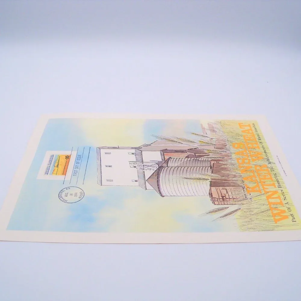 Kansas Winter Wheat Stamp Illustration Wall Decor